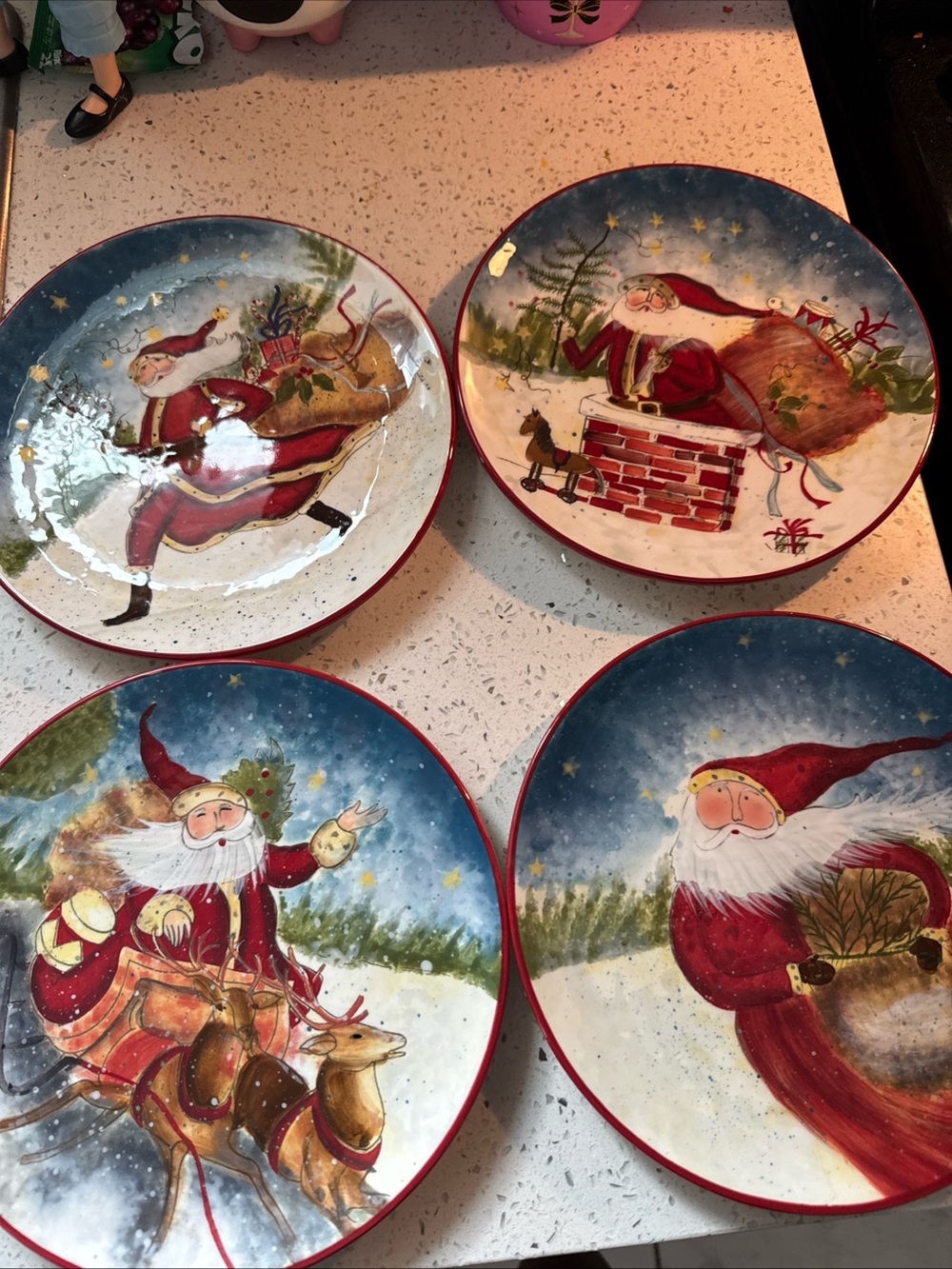 Festive Santa Holiday Dinner Plate Set - Red